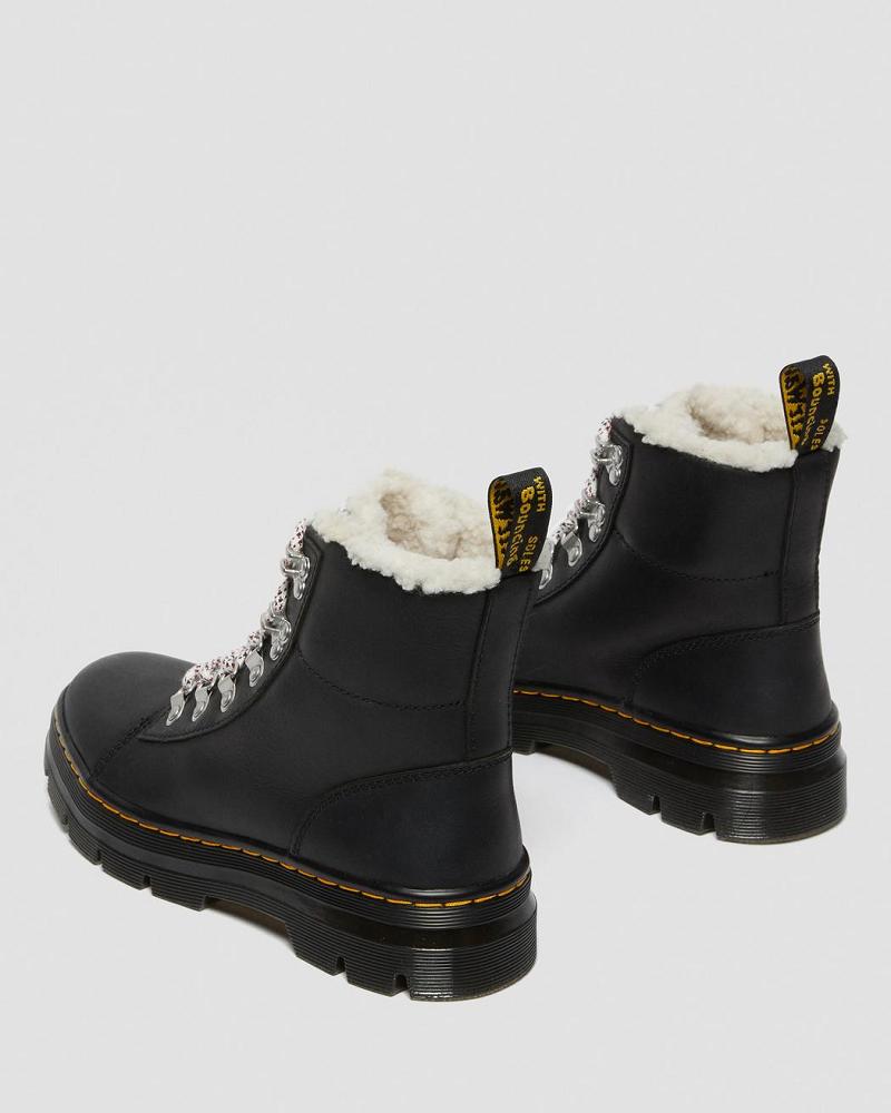 Dr Martens Combs Faux Shearling Forede Ankelstøvler Dame Sort | DK 47KOR